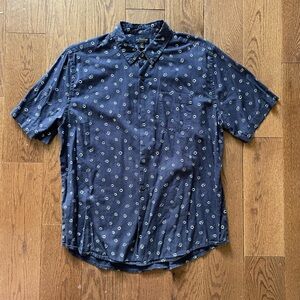 Navy Blue Patterned Men's Shirt